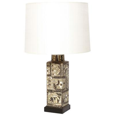 Hand Painted Ceramic Table Lamp with Oceanic Motifs by Royal Copenhagen