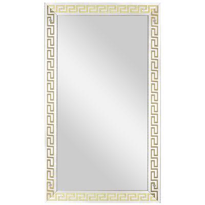Mid-Century Modernist Mirror w/ Gilt Reverse Eglomise Greek Key Border & Beveled