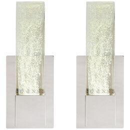 Pair of Handblown Murano Glass Sconces in Nickel w/ 24-karat Gold Flecks