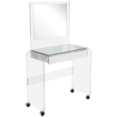 Modernist Vanity Table in Lucite & Mirrored Glass