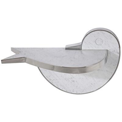 "Paloma la Colombe" Polished Stainless Steel and Marble Console, Hubert Le Gall 
