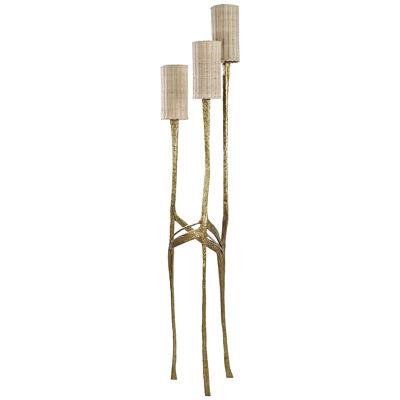"Grenade" Bronze and Rattan Floor Lamp by Franck Evennou, Limited Edition, 2021