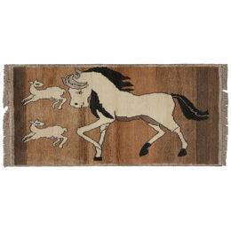 1950s Vintage Persian Tribal Rug in Brown with Horse Pictorials by Rug & Kilim