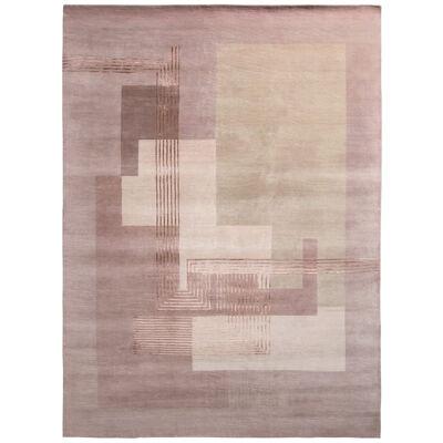 Hand-Knotted Art Deco Style Rug in Pink Geometric Pattern by Rug & Kilim