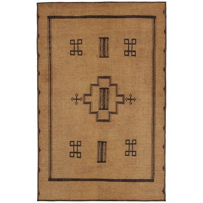 Vintage Moroccan Tuareg Mat in Beige with Black Medallions, from Rug & Kilim