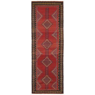 Vintage Persian Kilim in Red with Blue Geometric Patterns, from Rug & Kilim