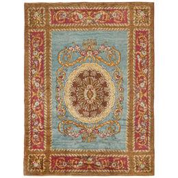 Antique Spanish Savonnerie Rug in Blue with Medallion by Rug & Kilim