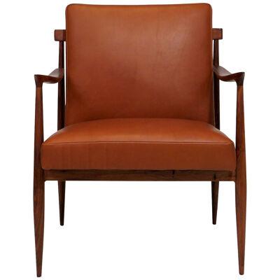 Giuseppe Scapinelli Caviuna and Leather Brazilian Modern Lounge Chair