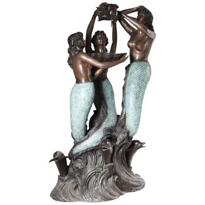 Large Bronze of 3 Mermaids Garden Fountain Water Feature
