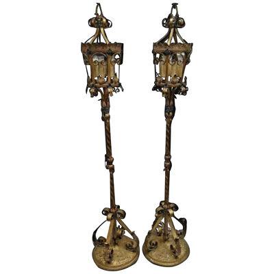 Pair of 19th Century Venetian Tole Floor Lanterns