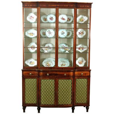 Regency Rosewood Breakfront Bookcase in the manner of Gillows of Lancaster