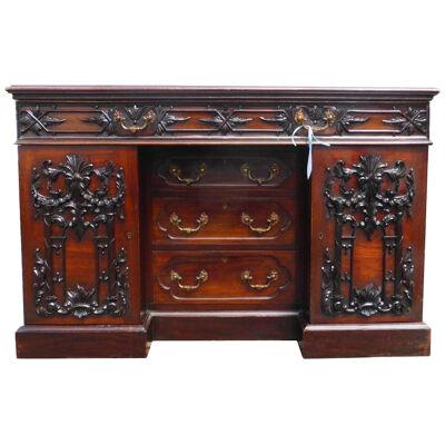 19th Century Victorian Carved Mahogany Desk