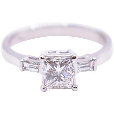 18K White Gold 1ct Princess Cut Diamond Engagement Ring
