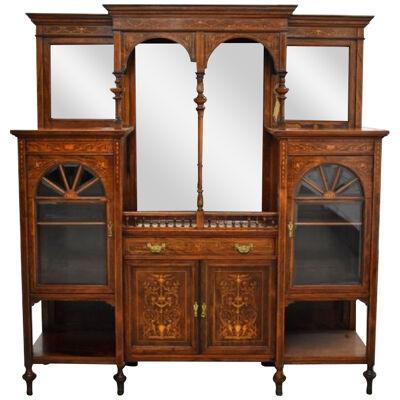 Victorian Rosewood and Marquetry Display Cabinet