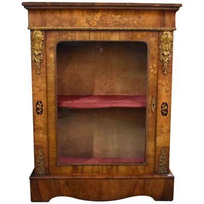 Victorian Walnut and Marquetry Inlaid Pier Cabinet