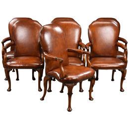 Set of 7 Hand Dyed Leather Armchairs
