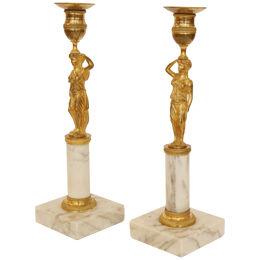 Pair of Candleholders with Karyatids, Berlin, Early 19th Century