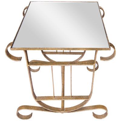Gilded forged iron art-deco side table