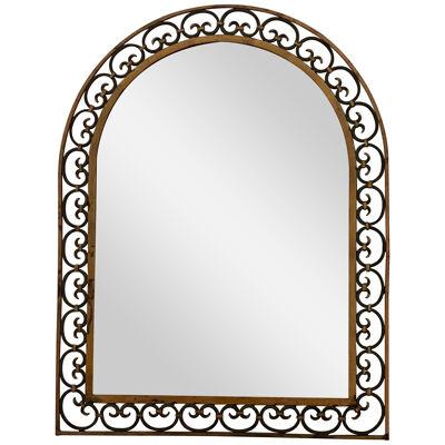 Gilded forged iron Art Deco mirror 