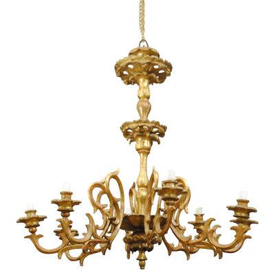 ITALIAN CARVED GILTWOOD CHANDELIER