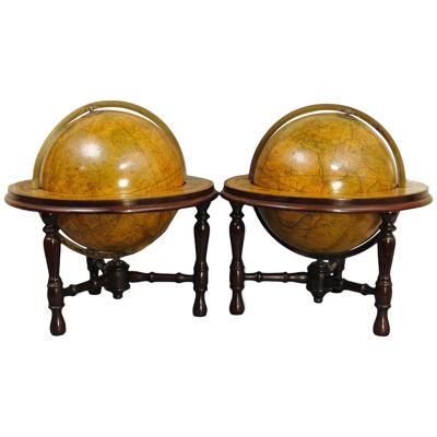 A PAIR OF 19TH CENTURY TABLE GLOBES BY CRUNCHLEY