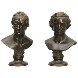 A RARE PAIR OF 19TH CENTURY CAST IRON PORTRAIT BUSTS BY LEONHARD POSCH
