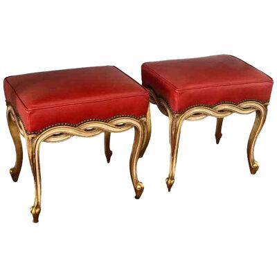 Pair of Regency Style Giltwood Taboret Benches by Randy Esada Designs for Prospr