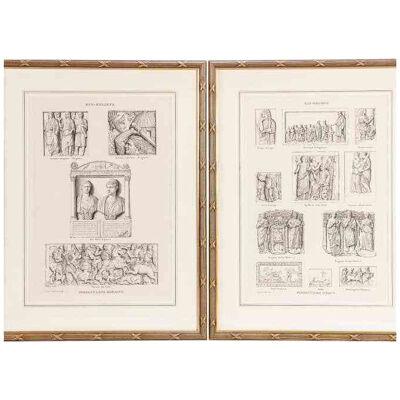 Pair of 18th C Style Pierre Bouillon Engraving Prints of Roman & Greek Friezes