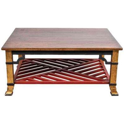 Minton-Spidell Parcel Gilt and Ebonized & Rouge Grille Coffee Table