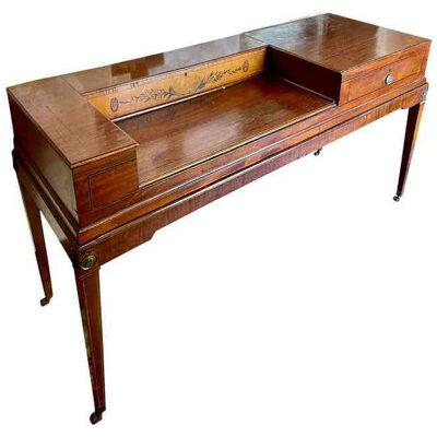 Antique Mahogany Adams Style Regency Writing Table Desk, 19 Century