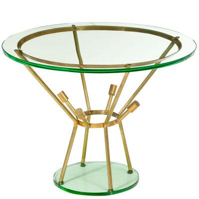 Mid Century Modern coffee table with glass top attributed to Fontana Arte.