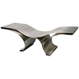 Folded steel bench in the manner of Maria Pergay.
