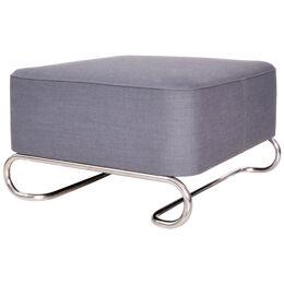 Large modernist customizable tubular steel stool, fabric/ leather upholstery