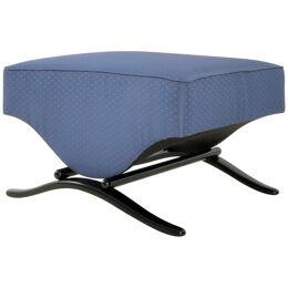 Customizable stool, high gloss lacquered wood, fabric/ leather upholstery