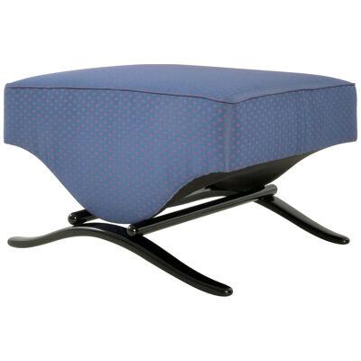 Customizable stool, high gloss lacquered wood, fabric/ leather upholstery