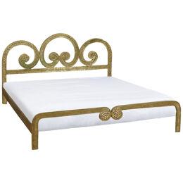Double Bed Frame in Cast Bronze by Angelo Brotto for Esperia, Italy, c. 1970
