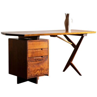 Conoid Cross-Legged Desk in Walnut and Hickory by George Nakashima, 1963
