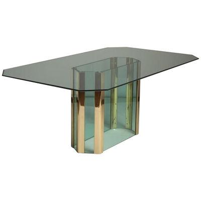 Pace Designed Brass and Glass Dining Table 1970s