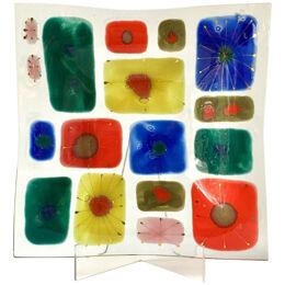 A Large Studio Coral Fused Art Glass Plate by Higgins 1950s