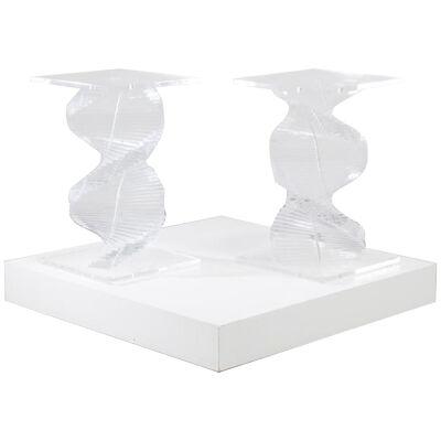 A Pair of Spiral Stacked Lucite Pedestal Bases 1970s