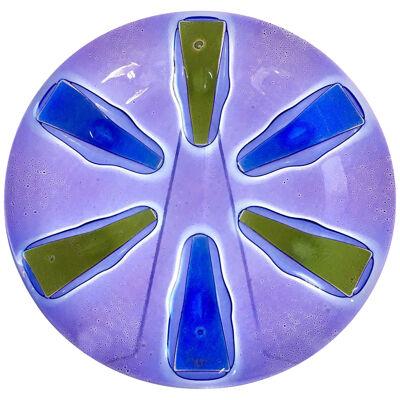 A Siamese Purple Circular Fused Glass Higgins Plate 