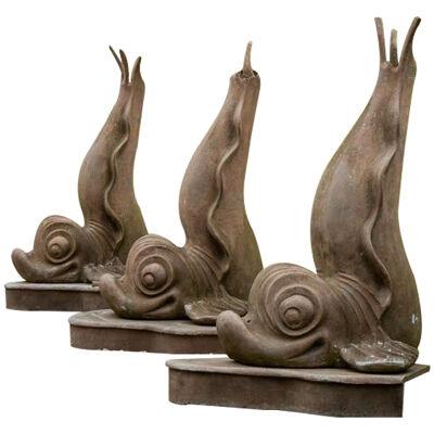 Set of Three Swedish Cast Iron Dolphins Sculpture, circa 1880