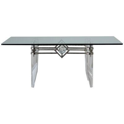 An Unusual Tapered Lucite and Nickel Plated Based Table 1970s 