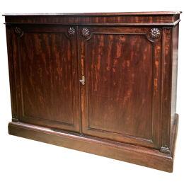 19th Century Italian Empire Mahogany Commode Two Doors Cabinet