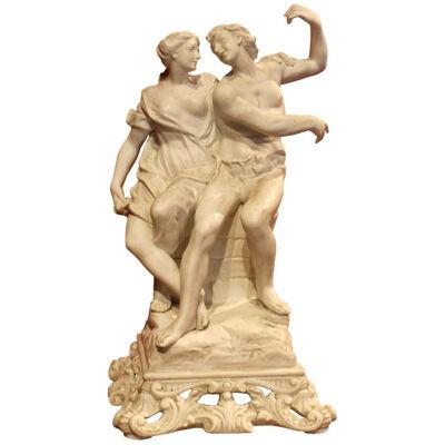 Capodimonte 19th Century White Porcelain Group of Male and Female Figurines