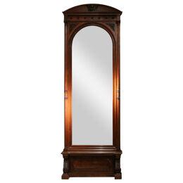 19th Century English Greek Revival Hand Carved Wood Full Length Floor Mirror