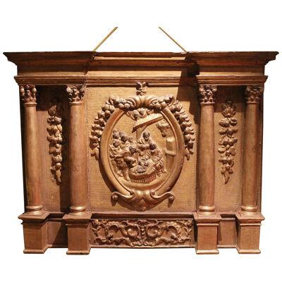Italian 17th Century Giltwood Altarpiece Sculpture Hand Carved in High Relief
