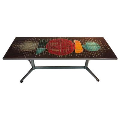 Colorful Abstract Design Italian Tile Coffee Table	