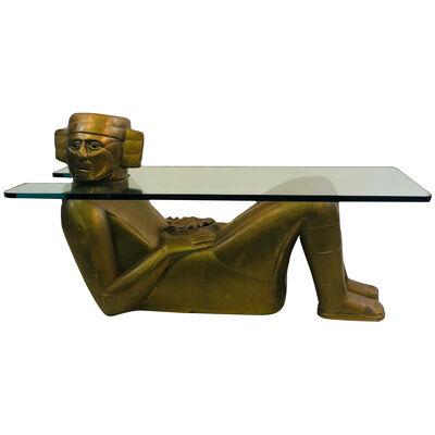 Monumental Aztec Sun God Coffee Table in the Manner of Bustamante