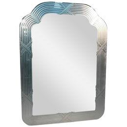 Exceptional Italian Etched Glass Wall Mirror in the Style Lupi Cristal Luxo	